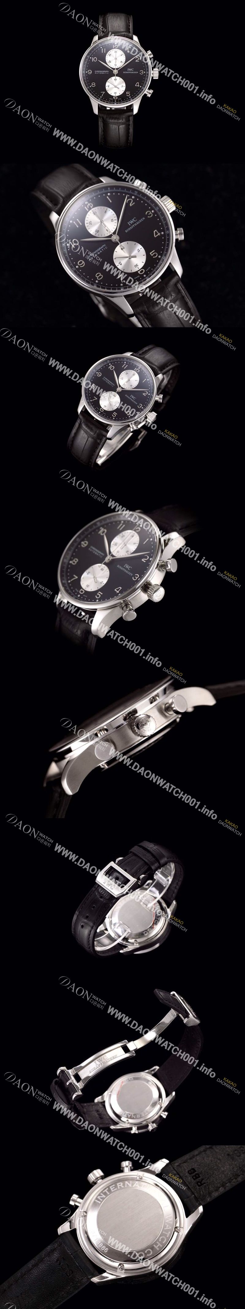 미러급 아이더블유씨 남성용 포르투기즈 오토메틱 크로노그래프 블랙 다이얼 IWC0442 Ⅳ