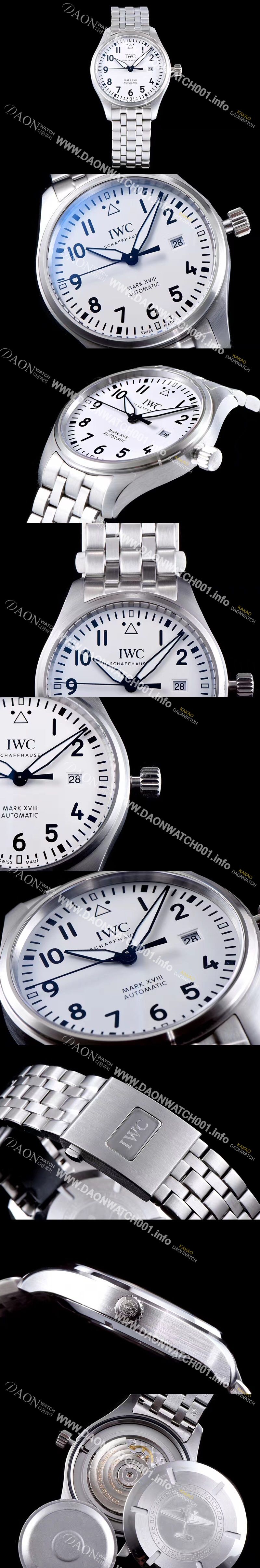 미러급 아이더블유씨 남성용 파일럿 마크18 IW327002 스틸 40mm 화이트 다이얼 스틸 브레이슬릿 iwc4072 Ⅳ