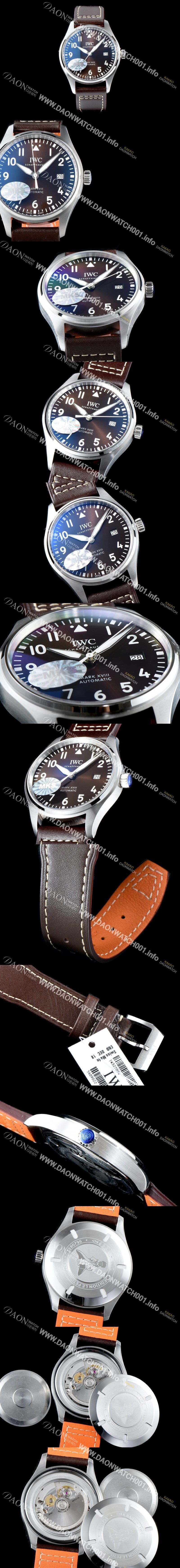 미러급 아이더블유씨 남성용 파일럿 워치 마크 XVIII IW327003 컬렉션 40mm 브라운 다이얼 오토매틱 무브먼트 iwc4075 Ⅳ