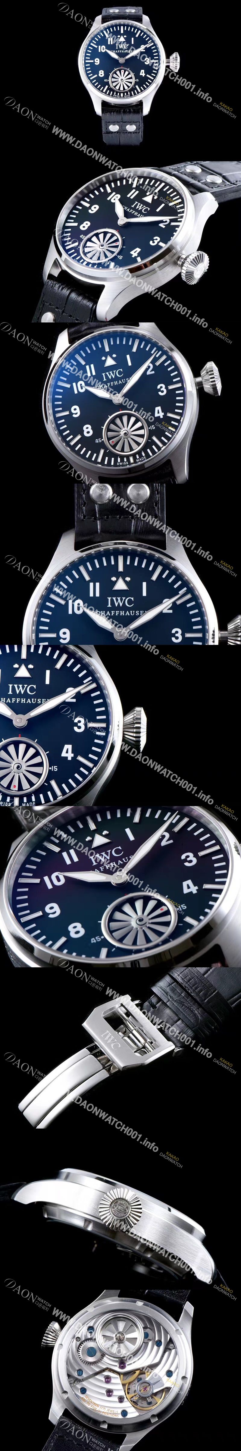 미러급 아이더블유씨 남성용 빅파일럿 마커스 블러 터빈 수동 무브먼트 블랙다이얼 IWC0420 Ⅳ