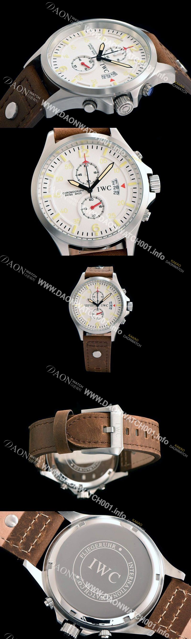 미러급 아이더블유씨 남성용 파일럿 워치 탑건 세븐데이즈 크로노그래프 화이트 다이얼 스위스 정품 쿼츠 무브먼트 IWC0140 Ⅳ