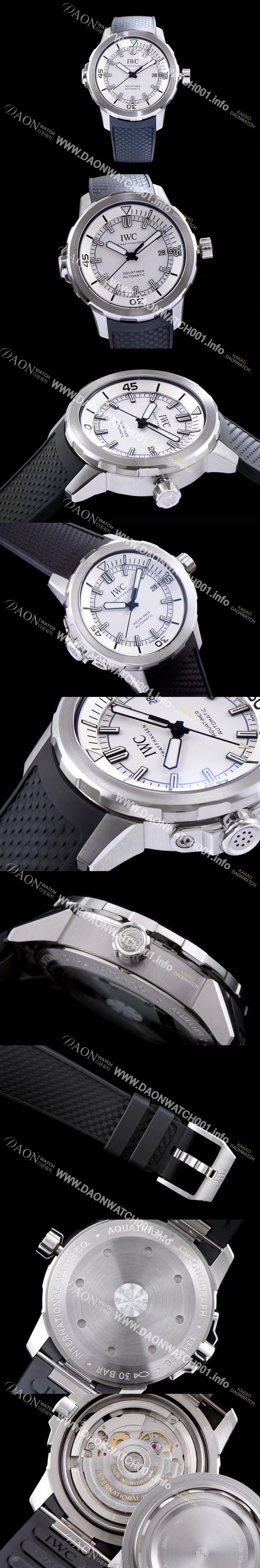 미러급 아이더블유씨 남성용 아쿠아타이머 IW329003 신형 다이버 워치!! 센트럴 해킹 세컨즈 화이트 다이얼 오토매틱 무브먼트 IWC0400 Ⅳ