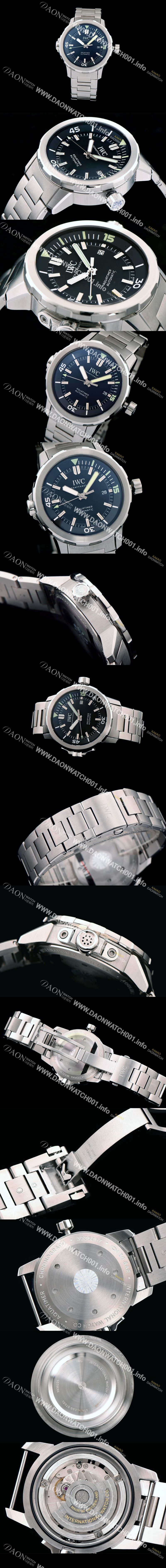 미러급 아이더블유씨 남성용 아쿠아타이머 IWC329002 오토매틱 블랙 다이얼 V6사 1:1 베스트 에디션 스틸 브레이슬릿 Miyota 9015 IWC0220 Ⅳ