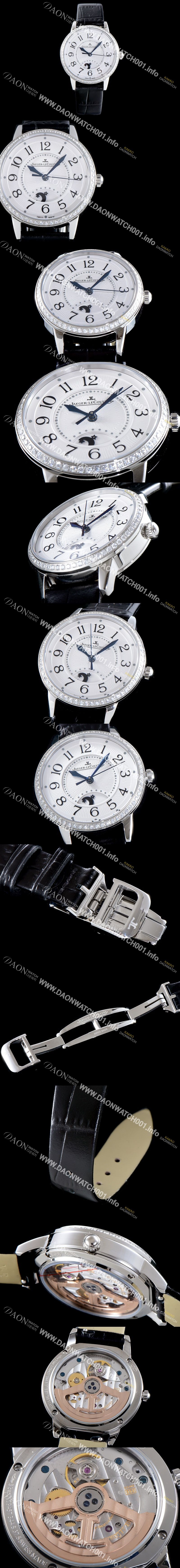 미러급 예거르꿀르뜨 남성용 랑데부 나잇&데이 3468421 미디엄 레이디 워치!! 최상급 다이아몬드 세팅 문페이즈 화이트 기요셰 다이얼 오토매틱 무브먼트 JAG0400 Ⅳ