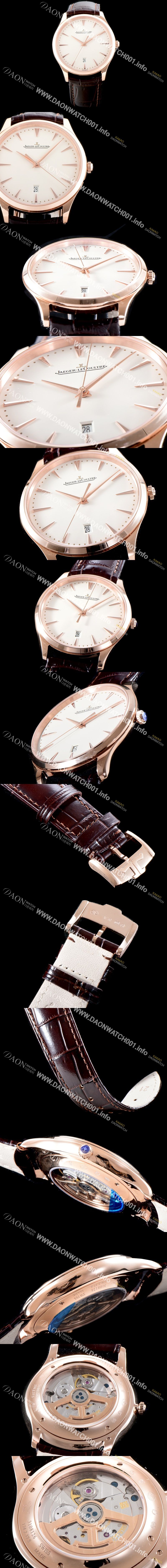 미러급 예거르꿀뜨르 남성용 마스터 울트라 씬 데이트1282510 플래식한 40MM UP!! 18K 로즈골드 에그쉘 베이지 다이얼 오토매틱 무브먼트 JAG0403 Ⅳ