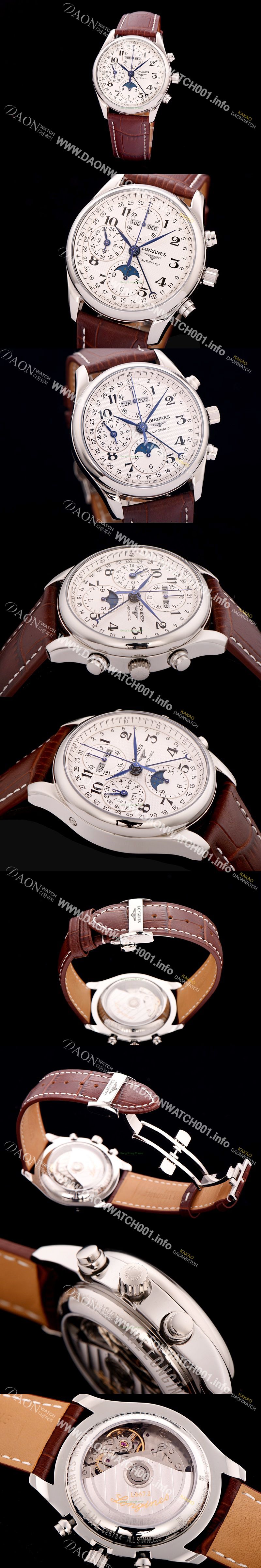 미러급 론진 남성용 정*성시계 ! BEST UP!! 마스터 컬렉션 L2.773.4.78.3 문페이즈 크로노그래프 베스트 모델 화이트 발리콘 다이얼 오토매틱 무브먼트 LON0402 Ⅳ