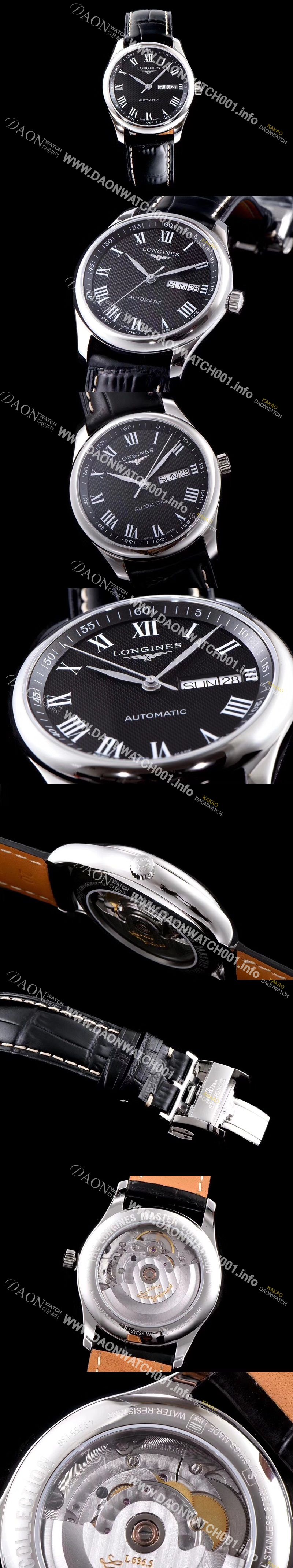 미러급 론진 남성용 마스터 컬렉션 L2.755.4.51.7 LG사 데이트블랙 발리콘 다이얼 오토메틱 무브먼트 LON0411 Ⅳ