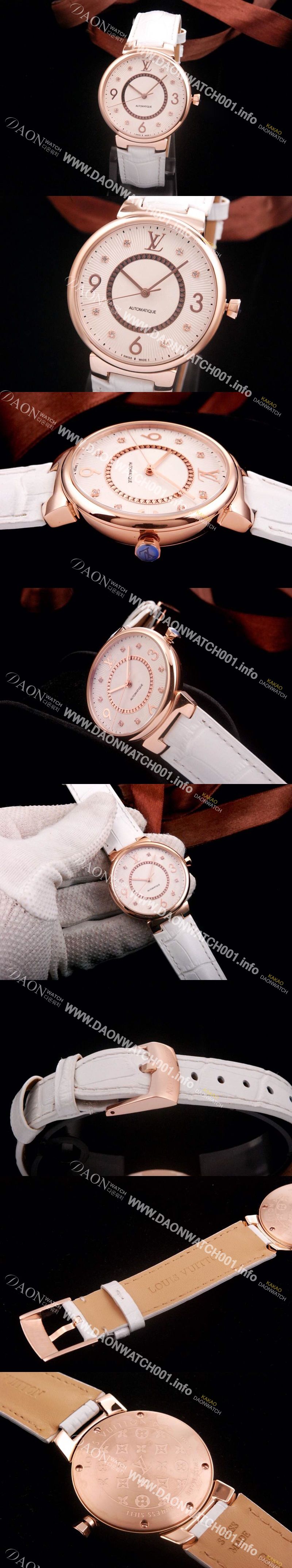 미러급 루이비통 남성용 로즈골드 다이얼 탕부르 모노그램 쿼츠 무브먼트 LOU4225 Ⅳ