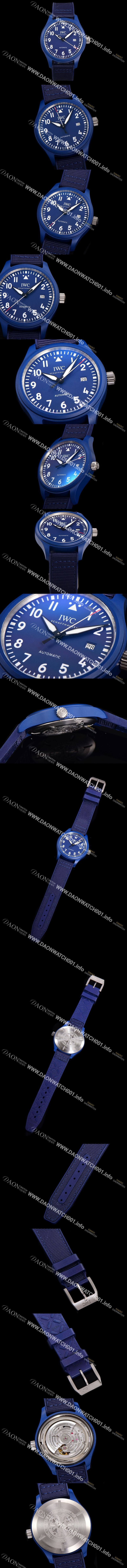 미러급 아이더블유씨남성용 파일럿 IW328101 마크 탑건 에디션 오토매틱 40mm 세라믹재질 나토천/가죽줄 믹스 블루다이얼 iwc48621 Ⅳ