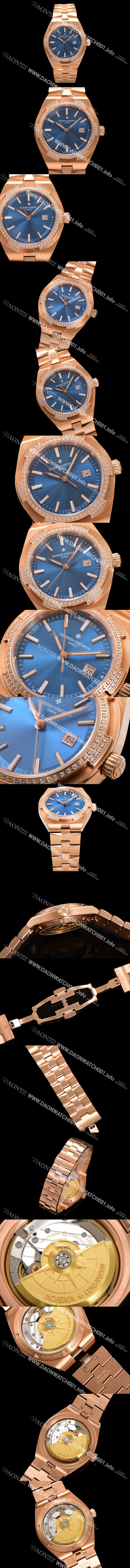 미러급 바쉐런 콘스탄틴 여성용 오버시즈 4605V200R-B978 18K 로즈골드 오토매틱 무브먼트 35mm 블루 다이얼 vac1143 Ⅳ