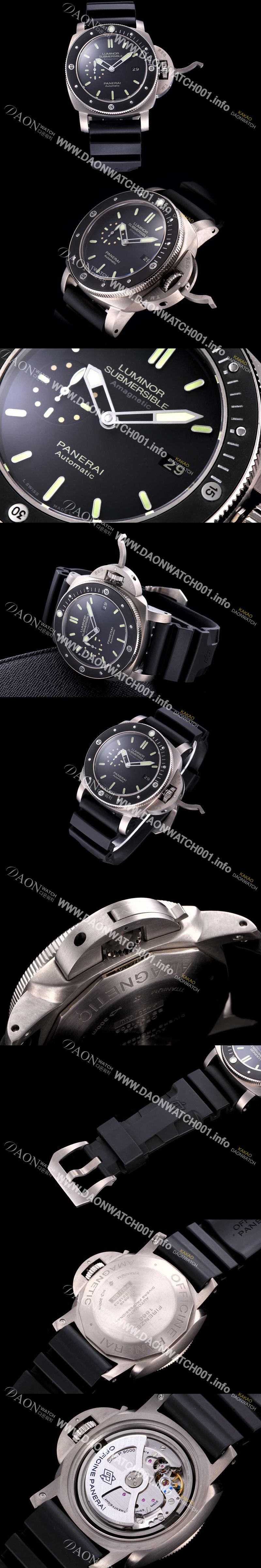 미러급 파네라이 남성용 서브머시블 pam00389 오토매틱 Cal P.9000 무브먼트 블랙 다이얼 PAN1208 Ⅳ