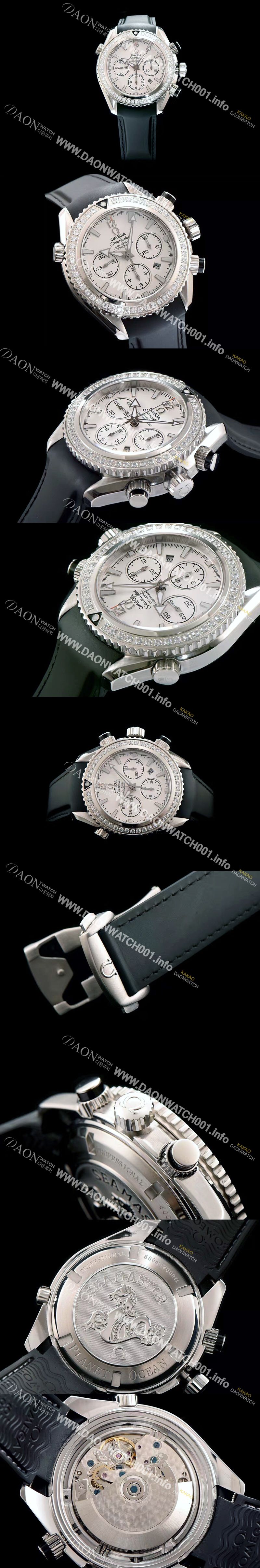 미러급 오메가 남성용 시마스터 코엑시엘 222.32.38.50.01 쥬얼 다이아몬드 베젤 크로노그래프 화이트 다이얼 오토매틱 무브먼트 OMG0005 Ⅳ