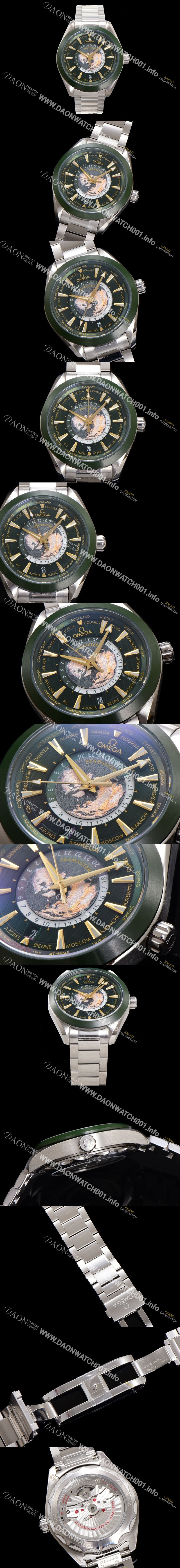 미러급 오메가 남성용 씨마스터 220.30.43.22.10.001 아쿠아테라 150M GMT 월드타이머 43미리 오토매틱 Cal. 8938 타입 메탈줄 그린 다이얼 omg20241 Ⅳ