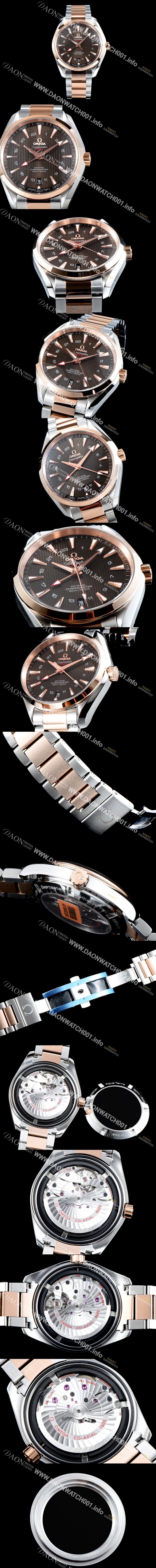 미러급 오메가 남성용 시마스터 231.20.43.22.06.003 VS사 아쿠아 테라 150M 오메가 코-액시얼 크로노미터 지엠티 43MM 18K 로즈 골드 콤비 브라운 다이얼 브레이슬릿 오토매틱 무브먼트 OMG0525 Ⅳ