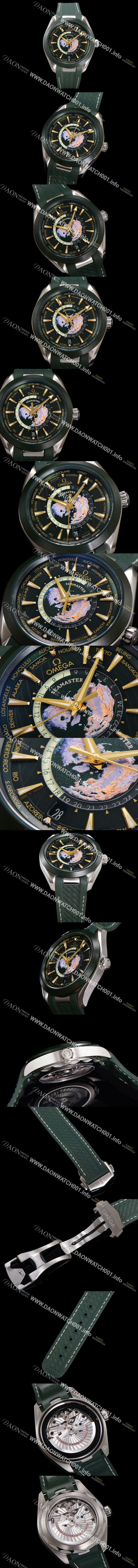 미러급 오메가 남성용 씨마스터 1:1수제공정형 220.30.43.22.10.001 아쿠아테라 150M GMT 월드타이머 43미리 오토매틱 Cal. 8938 타입 메탈줄 그린 다이얼 omg20247 Ⅳ
