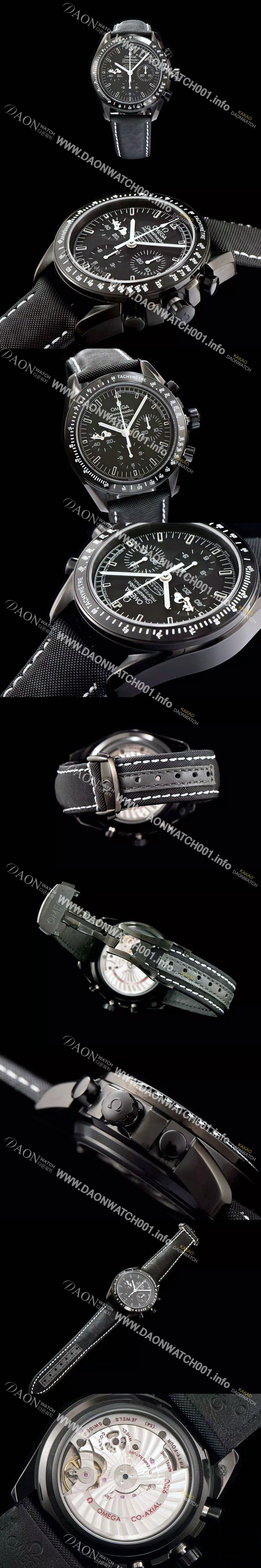 미러급 오메가 남성용 스피드마스터 문워치 기념 리미티드 에디션 크로노그래프 블랙 세라믹 베젤 블랙 다이얼 오토매틱 무브먼트 OMG00006 Ⅳ