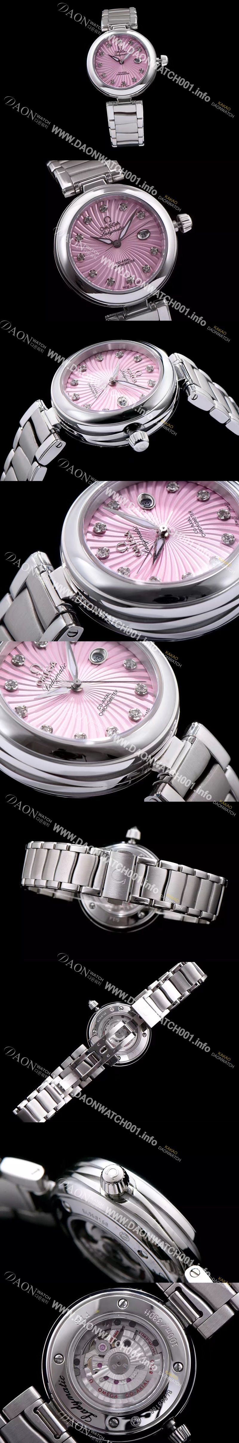 미러급 오메가 여성용 드빌 핑크 다이얼 오토매틱 무브먼트 OMG0344 Ⅳ