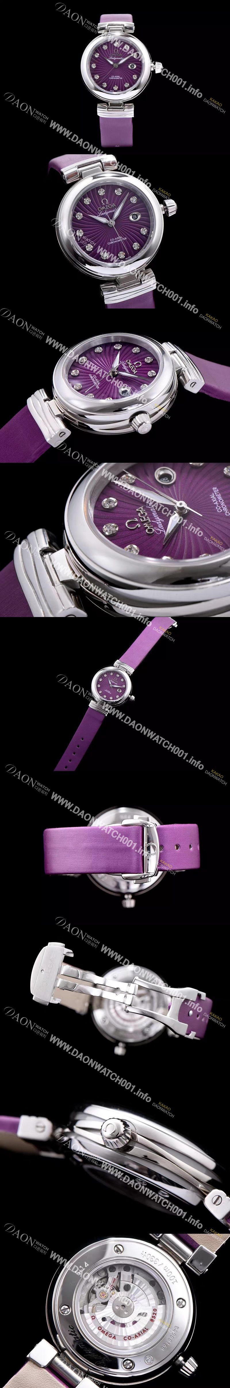 미러급 오메가 남성용 드빌 신형 레이디매틱!! 425.32.34.20.60.001 입체형 퍼플 다이얼 쥬얼 다이아몬드 인덱스 오토매틱 무브먼트 OMG0030 Ⅳ