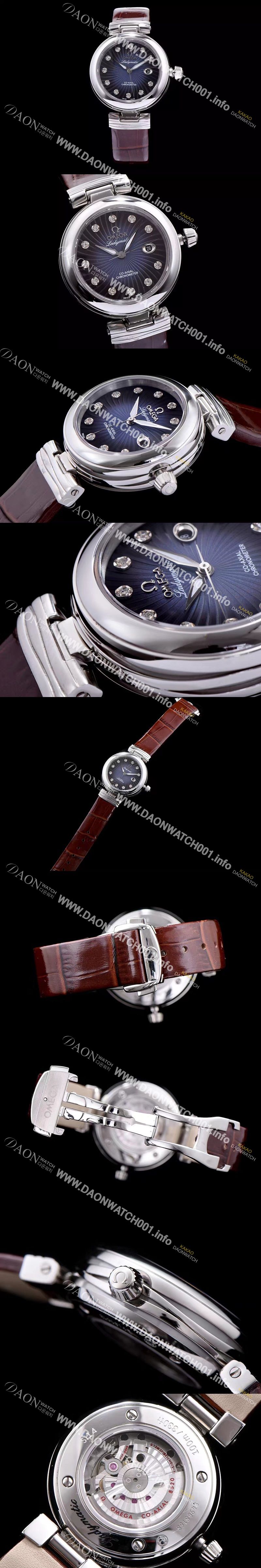 미러급 오메가 남성용 드빌 신형 레이디매틱!! 425.32.34.20.56.001 입체형 블루 다이얼 쥬얼 다이아몬드 인덱스 오토매틱 무브먼트 OMG0031 Ⅳ