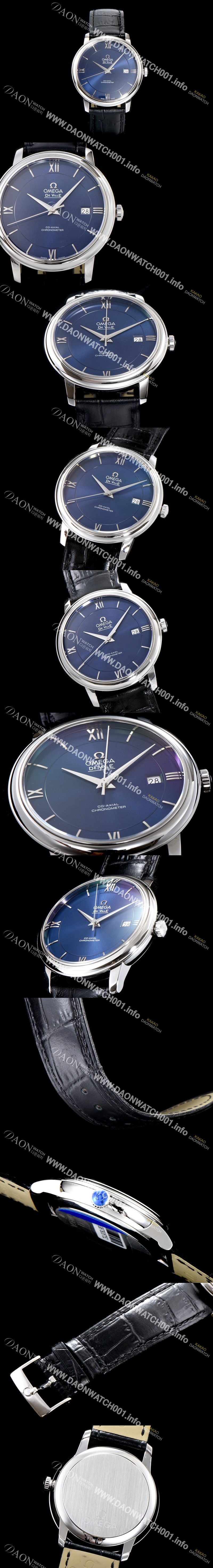 미러급 오메가 남성용 드빌 424.13.40.20.03.001 프레스티지 코-액시얼 블루 다이얼 오토매틱 무브먼트 OMG0012 Ⅳ