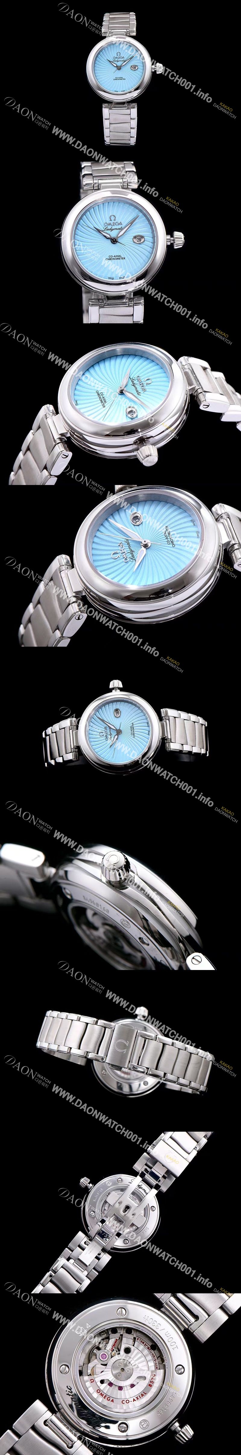 미러급 오메가 여성용 드빌 레이디메틱 신제품!! 425.33.34.20.05.001 물결무늬 입체형 블루 다이얼 브레이슬릿 오토매틱 무브먼트 OMG0031 Ⅳ