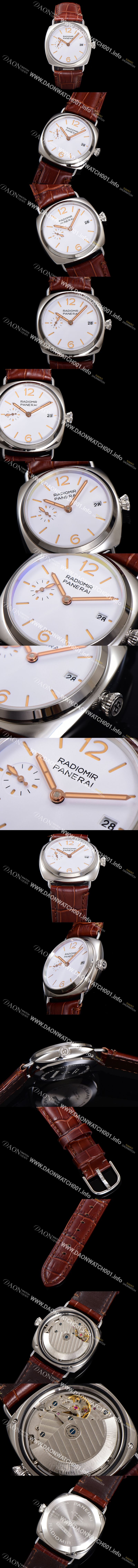 미러급 파네라이 남성용 라디오미르 콰란타 PAM01292 40mm 오토매틱 가죽줄 화이트 다이얼 pan5203 Ⅳ