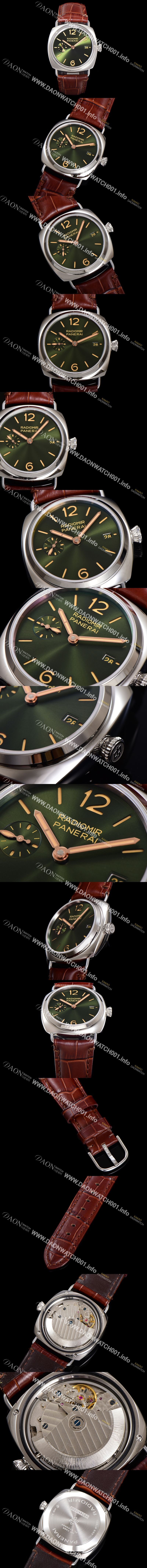 미러급 파네라이 남성용 라디오미르 콰란타 PAM01386 40mm 오토매틱 가죽줄 그린 다이얼 pan5204 Ⅳ