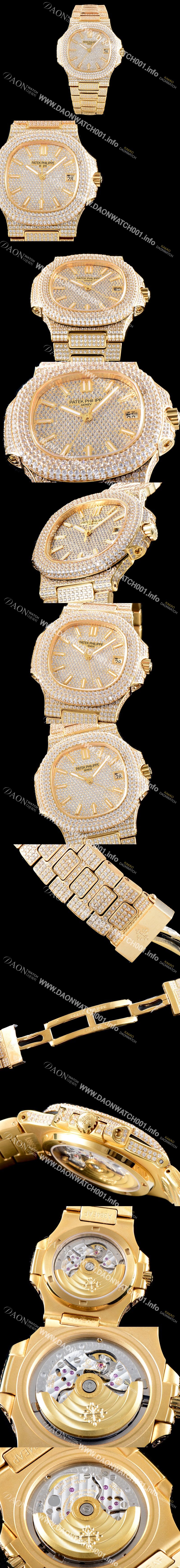미러급 파텝필립 남성용 파텍필립 5719/10G-010 노틸러스 스위프 세컨즈 18K 옐로우골드 럭셔리한 최상급쥬얼 다이아몬드 풀 셋팅 브레이슬릿 Cal.324 S C 오토매틱 무브먼트 PAT0103 Ⅳ