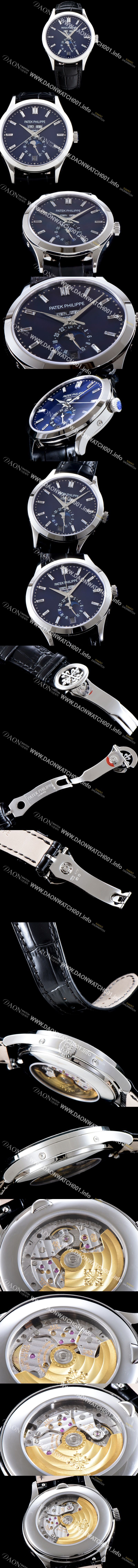 미러급 파텍필립 남성용 신형!!컴플리케이션 5396R-014 에뉴얼 캘린더 데이-데이트 문페이즈 바게트 컷 다이아몬드 인덱스 네이비 다이얼 Cal.324 S C 오토매틱 무브먼트 PAT0101 Ⅳ