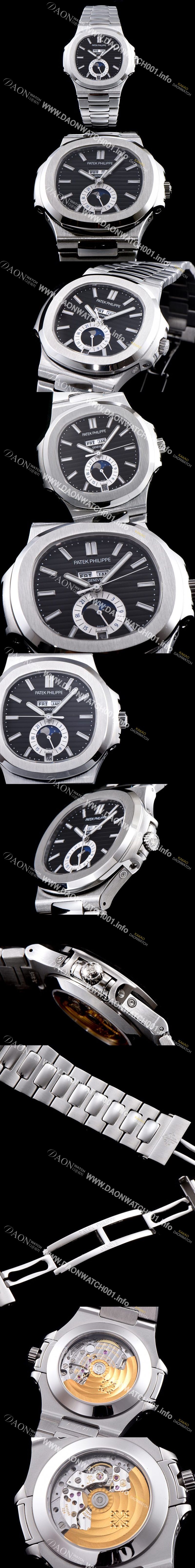 미러급 파텍필립 남성용 노틸러스 블랙 다이얼 오토매틱 무브먼트 PAT0201 Ⅳ