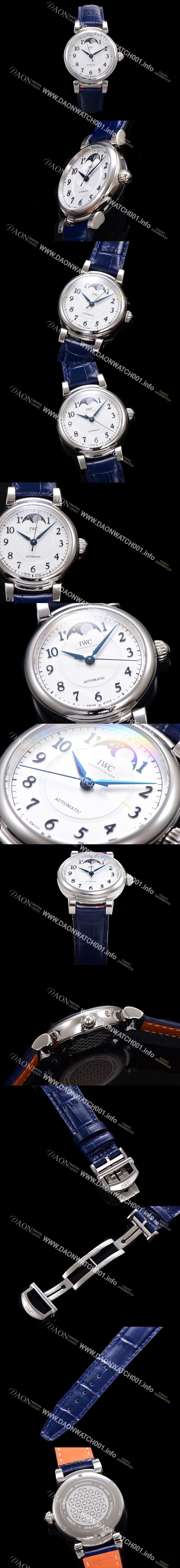 미러급 아이더블유씨여성용 다빈치 IW459306 오토매틱 문페이즈 36mm 18K 로조골드 다이아몬드베젤가죽줄 화이트다이얼 iwc81539 Ⅳ