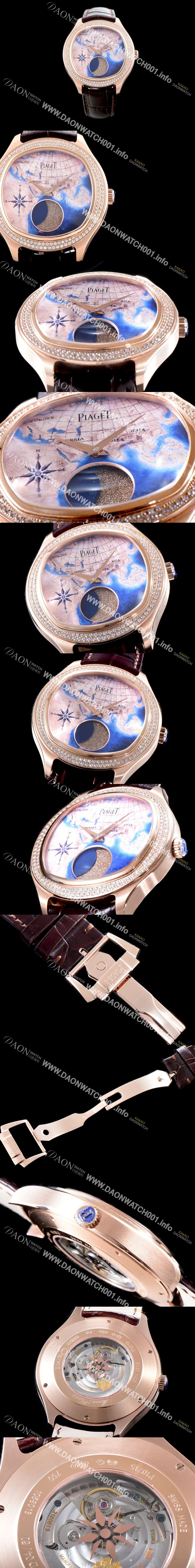 미러급 피아제 남성용 블랙-타이 BLACK -TIE G0A38569 퀸터센셜리 엠퍼라도 XL 18K 로즈골드 최상급 쥬얼 다이아몬드 베젤 문페이즈 픽첼 다이얼 오토매틱 무브먼트 PIA4252 Ⅳ