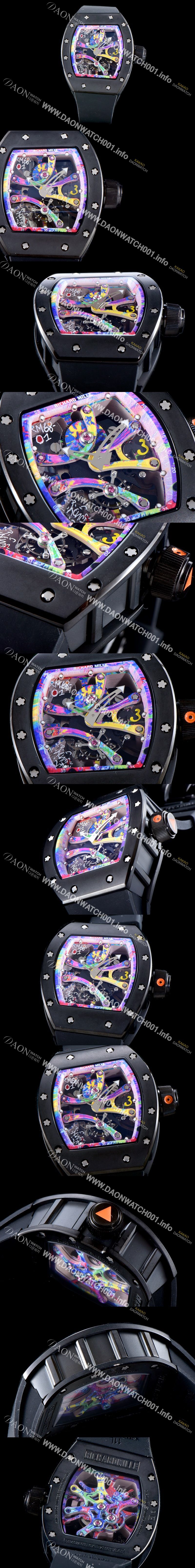 미러급 리차드밀레 남성용 리차드밀 RM68-01 콩고 스페셜 에디션 그래피티 스켈레톤 다이얼 오토매틱 무브먼트 RIC0242 Ⅳ