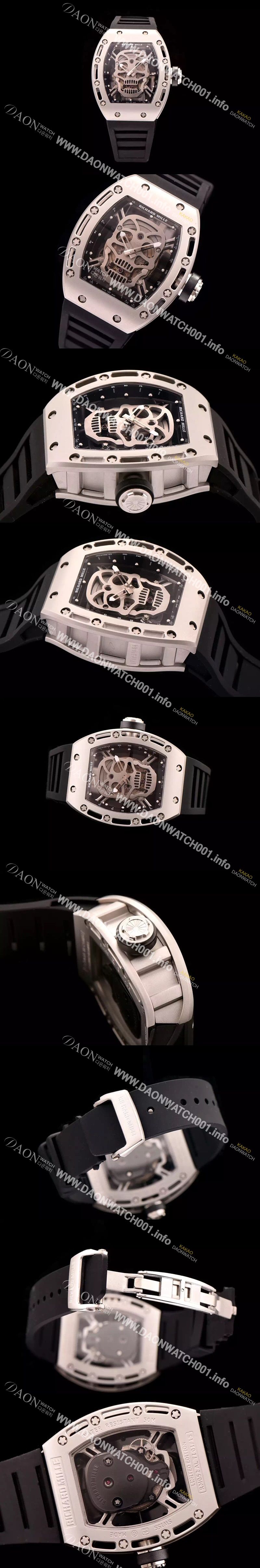 미러급 리차드밀레 남성용 리차드밀레 RM052 뚜르비용 스컬 워치 스켈레톤&해골무늬 다이얼 오토매틱 무브먼트 RIC0401 Ⅳ