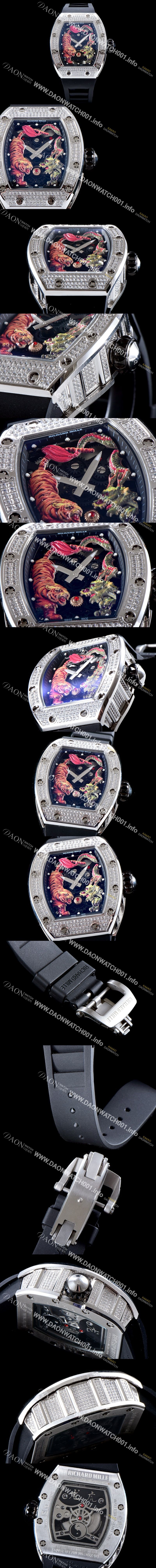 미러급 리차드밀레 남성용 리차드밀 RM51-01 타이거&드래곤 미쉘 요 워치!! 수공 맞물림 형식의 쥬얼세팅 스켈레톤 다이얼 오토매틱 무브먼트 RIC0411 Ⅳ