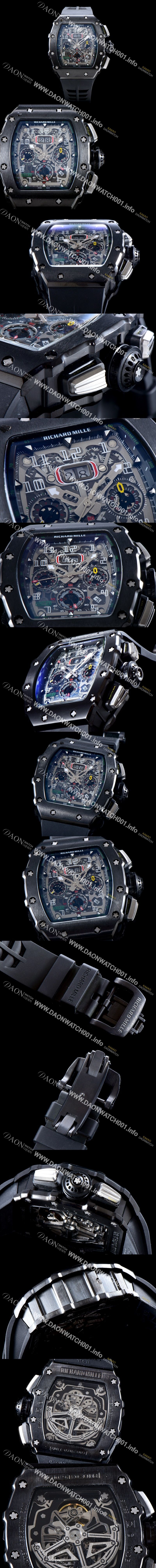 미러급 리차드밀레 남성용 최신버전 업그레이드형 RM011 블랙 세라믹 오버사이즈 데이트 크로노그래프 스켈레톤 다이얼 오토매틱 무브먼트 RIC0415 Ⅳ