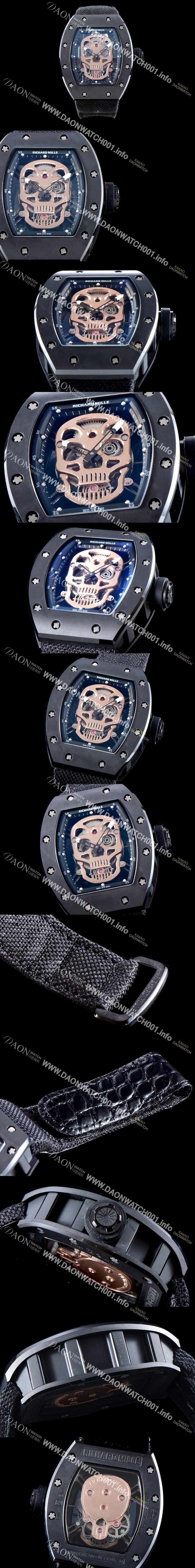 미러급 리차드밀레 남성용 리차드밀레 RM52-01 뚜르비용 스컬 워치 스켈레톤&해골무늬 다이얼 오토매틱 무브먼트 RIC0405 Ⅳ