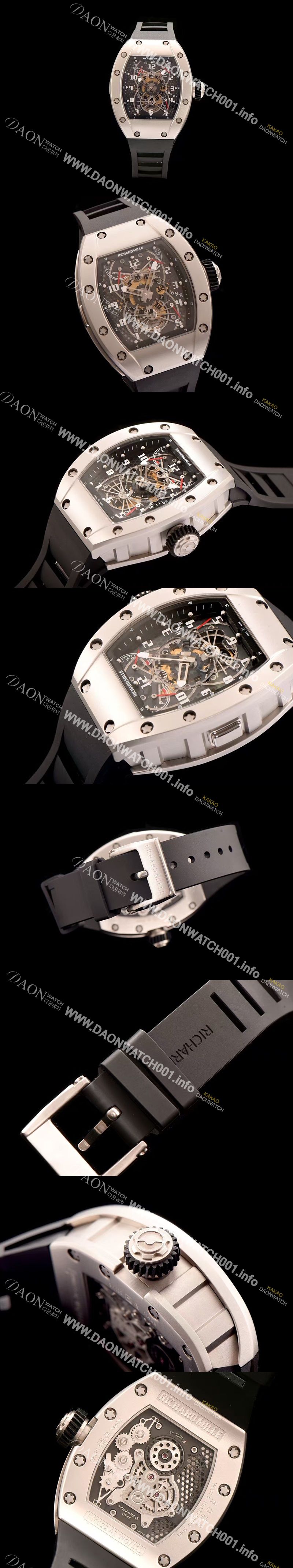 미러급 리차드밀레 남성용 RM022 스켈레톤 다이얼 블랙 러버 스트랩 오토매틱 무브먼트 RIC0401 Ⅳ