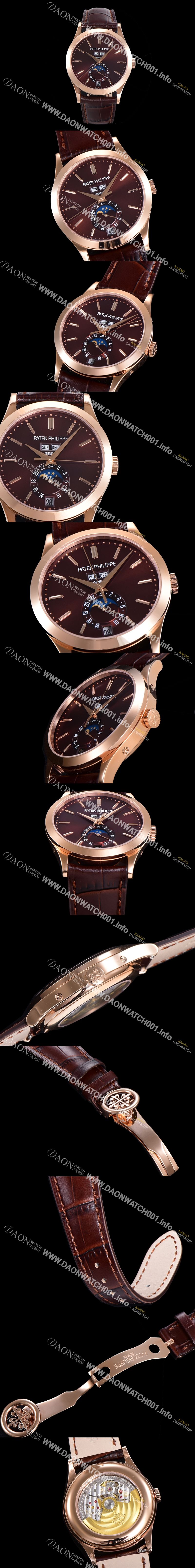 미러급 파텍필립 남성용 컴플리케이션 5396R 에뉴얼 캘린더 39MM UP!! 데이-데이트 문페이즈 18K 로즈골드 케이스 브라운 다이얼 Cal.324 S C 오토매틱 무브먼트 PAT01521 Ⅳ
