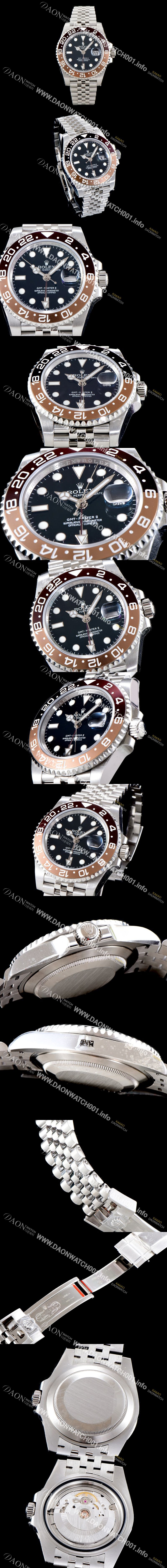 미러급 로렉스 남성용 업그레이드 모델!! 지엠티 마스터II 126710BLRO-0001 듀얼 타임 브라운/쵸코 투톤 24시간 회전 베젤 블랙 다이얼 5선 쥬빌리 브레이슬릿 오토매틱 무브먼트 ROL0500 Ⅳ