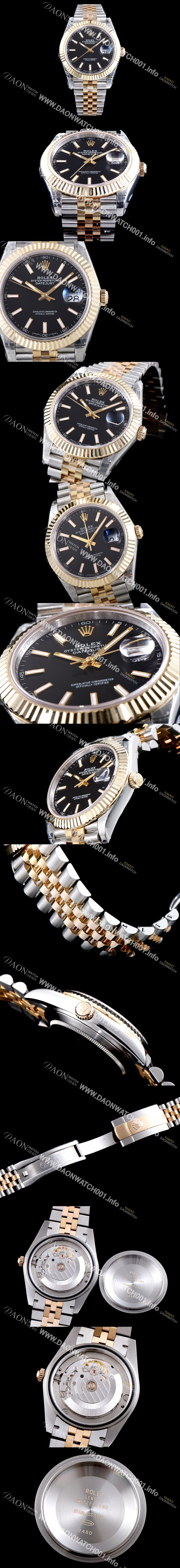 미러급 로렉스 남성용 업그레이드형 데이져스트 116231 오이스터 36mm 플루티드 베젤(AR) 18K 로즈골드 투톤콤비 블랙 다이얼 오토매틱 무브먼트 ROL0015 Ⅳ