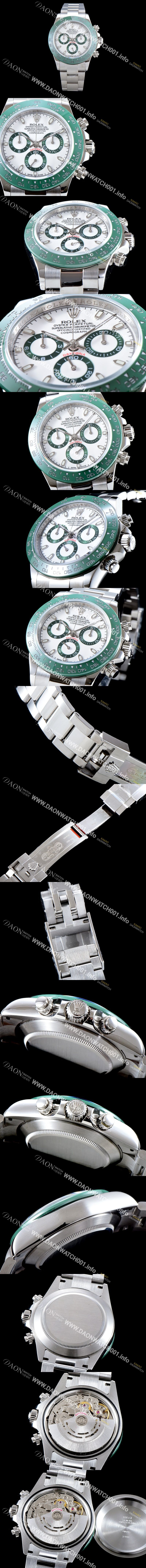 미러급 로렉스 남성용 코스모그래프 데이토나 116500LN-78590 그린 세라믹 에디션!! SY 화이트 다이얼 ETA 7750B-2 크로노그래프 오토매틱 무브먼트 ROL0005 Ⅳ
