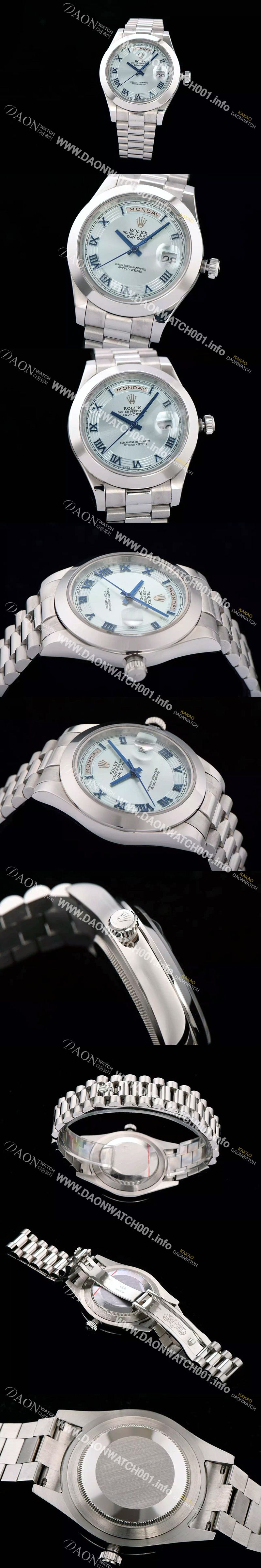 미러급 로렉스 남성용 데이데이트 2 로마 인덱스 블루 다이얼 ROL0201 Ⅳ