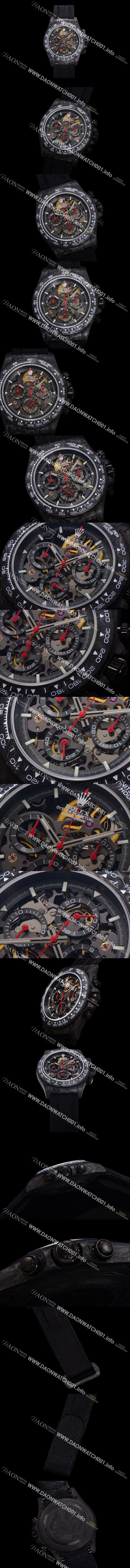 미러급 로렉스남성용 데이토나 포지드카본 40mm 크로노그래프 오토매틱 Cal.4130 무브먼트 스켈레톤 다이얼 rol5370 Ⅳ