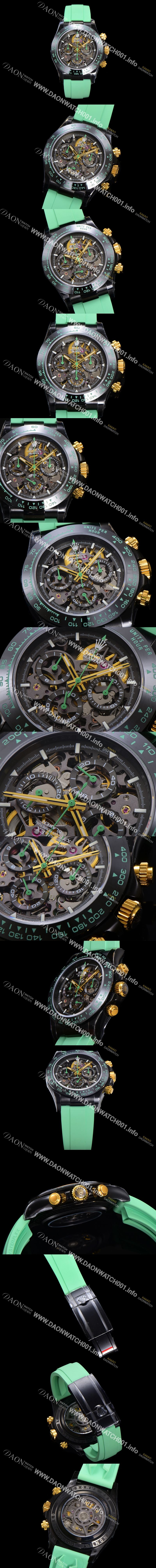 미러급 로렉스남성용 데이토나 세라믹 베젤 40mm 크로노그래프 오토매틱 Cal.4130 무브먼트 스켈레톤 다이얼 rol5376 Ⅳ