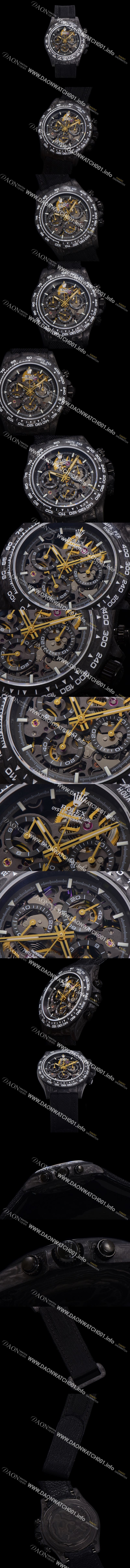미러급 로렉스남성용 데이토나 포지드카본 40mm 크로노그래프 오토매틱 Cal.4130 무브먼트 스켈레톤 다이얼 rol5371 Ⅳ