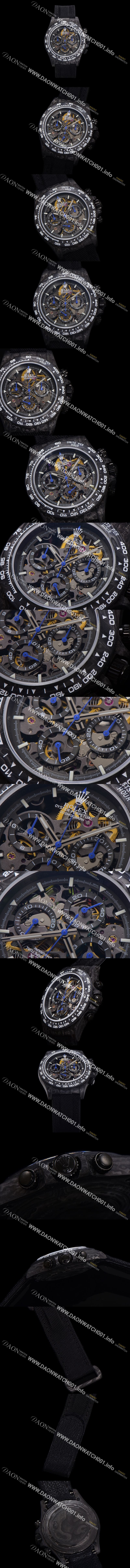 미러급 로렉스남성용 데이토나 포지드카본 40mm 크로노그래프 오토매틱 Cal.4130 무브먼트 스켈레톤 다이얼 rol5372 Ⅳ