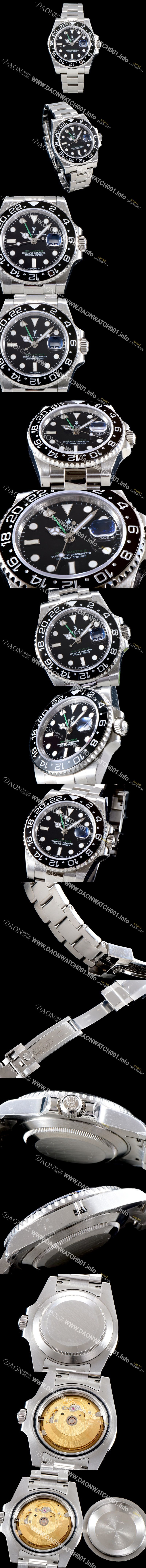 미러급 로렉스 남성용 NEW 지엠티 마스터II 116710LN KS오이스터 링크 3열UP!! 듀얼 타임 24시간 회전식 블랙 세라믹 베젤 블랙 다이얼 브레이슬릿 오토매틱 무브먼트 ROL0014 Ⅳ