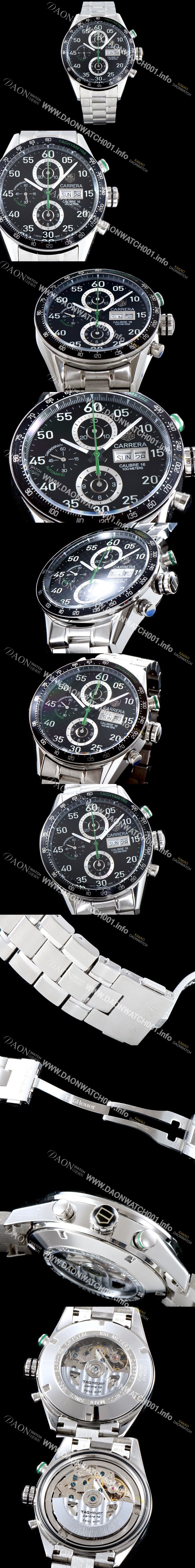 미러급 태그호이어 남성용 NEW 까레라 CV2A1R.FC6235 칼리버16 데이-데이트 크로노그래프 블랙 카본 다이얼 브레이슬릿 오토매틱 무브먼트 TAG0102 Ⅳ