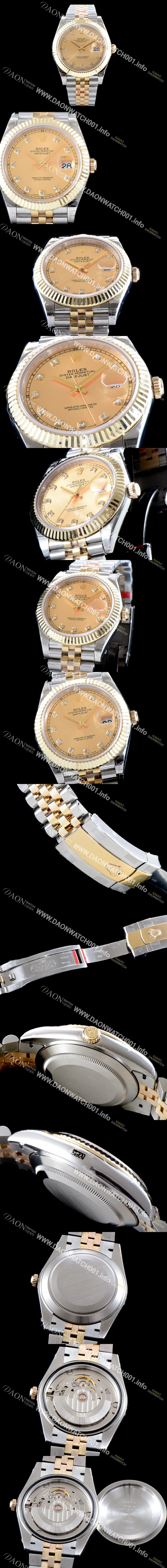미러급 로렉스 남성용 최고급형!!데이져스트II 126333 GM사 추가업데이트!! 18K 옐로골드 투톤 콤비 골드 다이얼 브레이슬릿 스위스 ETA 2836-2 오토매틱 무브먼트 ROL0351 Ⅳ